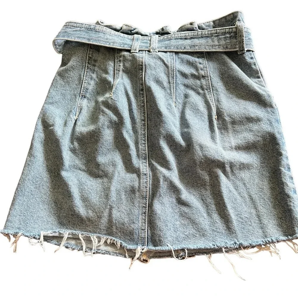 Free People Size 25 Blue Denim Belted Mini Jean Skirt